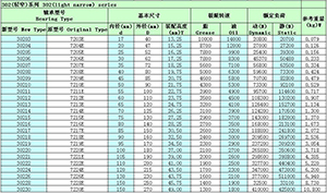 The 302 series cone bearing model parameters