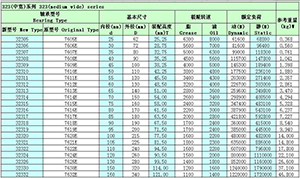 The 323 series cone bearing model parameters